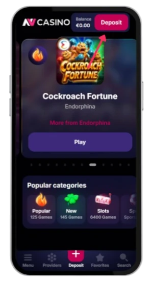Selecting a payment method and depositing GBP £ into the NV Casino cashier to activate rewards