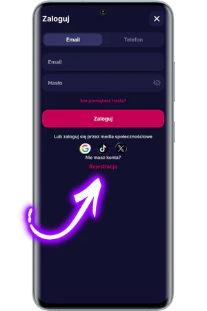 Przycisk rejestracji w formularzu logowania