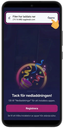 Öppna filen för NV Casino-appen